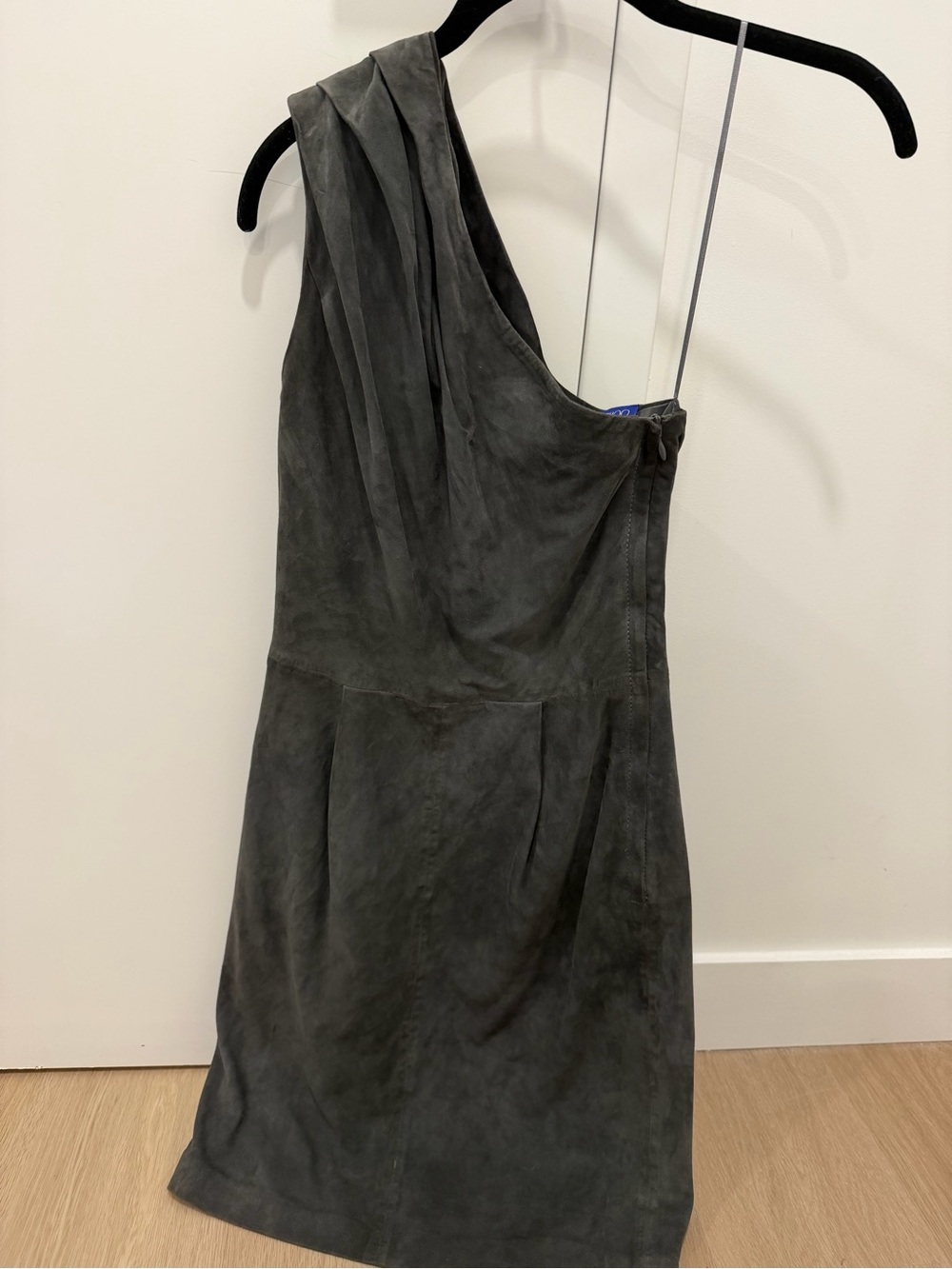 Jimmy Choo for H&M One-Shoulder Suede Dress in Charcoal